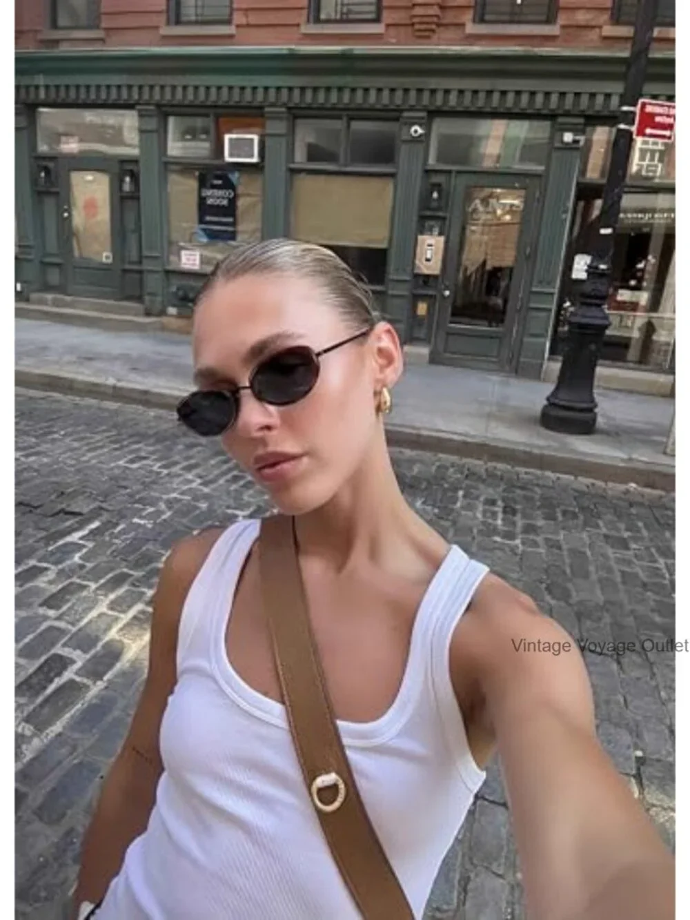 Retro Oval Sunglasses for Women 90s Small Sunnies Gold Frame